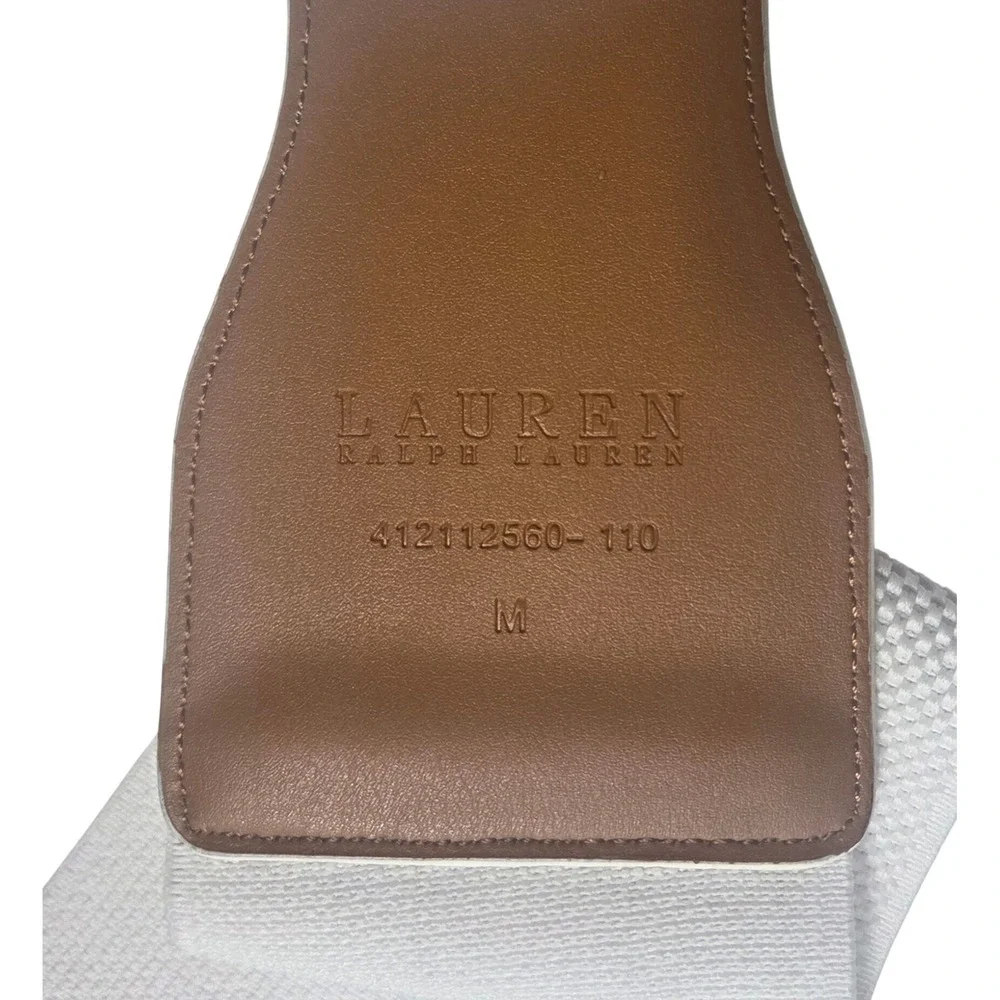 Lauren Ralph Lauren Women's White Wide Elastic Cinch Belt Faux Patent Leather M
